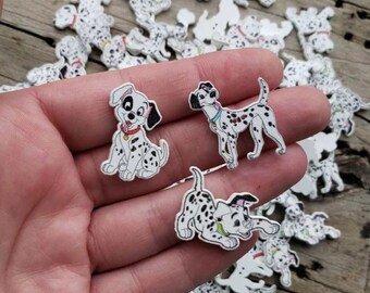 Adorable Dalmatian Buttons, Wooden Dog Buttons, 101 Dalmatians Dog Buttons, Craft Supplies, DIY, Scrapbooking, Crochet Knitting, Notions,