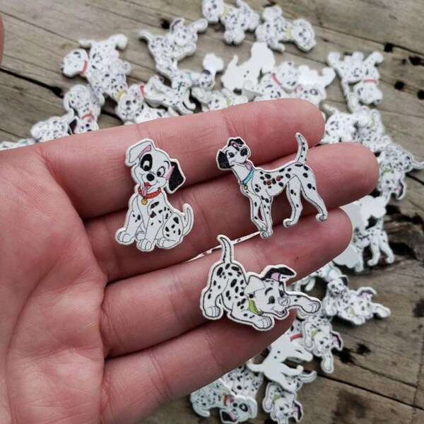 Adorable Dalmatian Buttons, Wooden Dog Buttons, 101 Dalmatians Dog Buttons, Craft Supplies, DIY, Scrapbooking, Crochet Knitting, Notions,