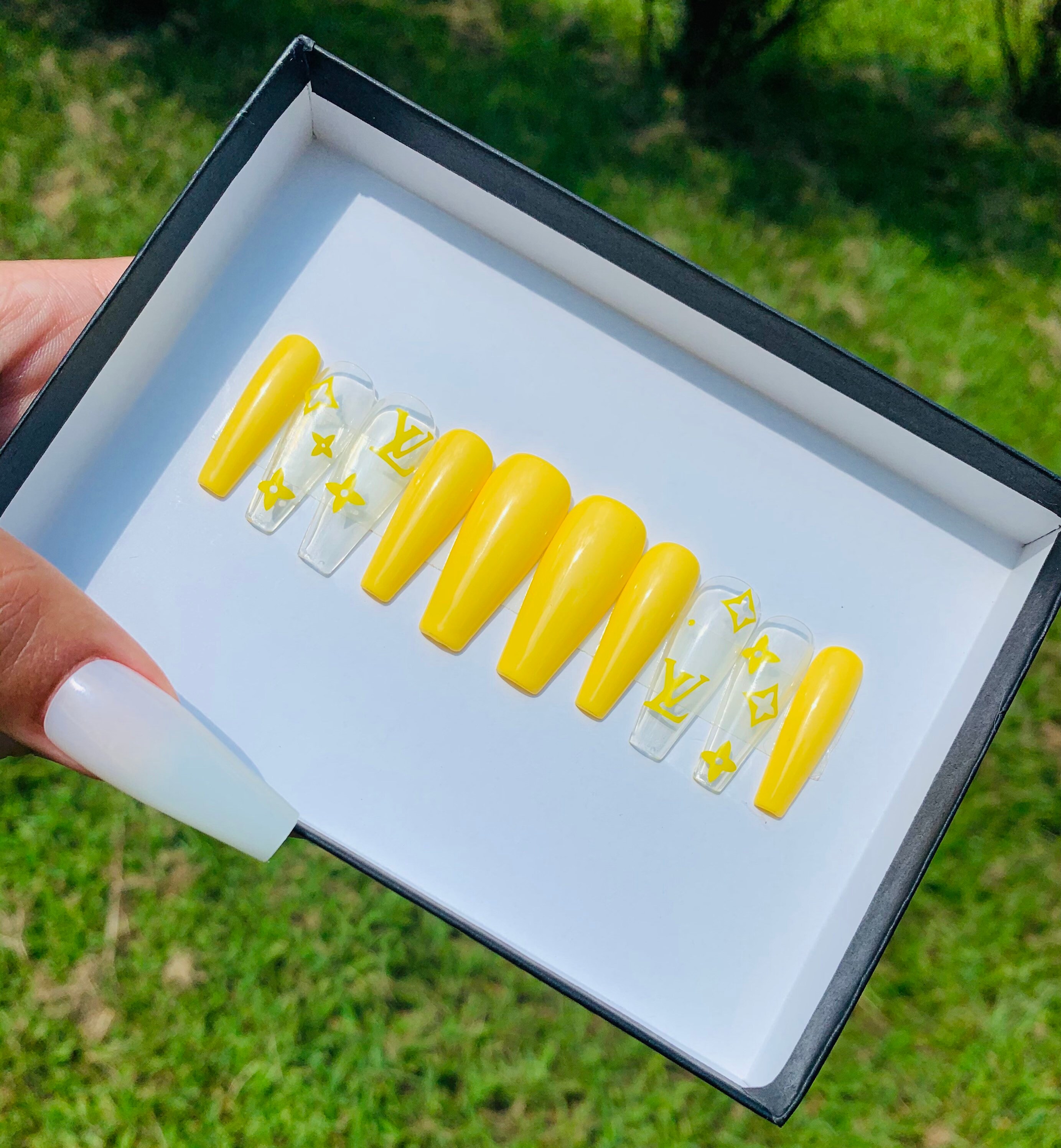 CUSTOM Luxe Press On Nails Yellow False Nails Fashion Etsy