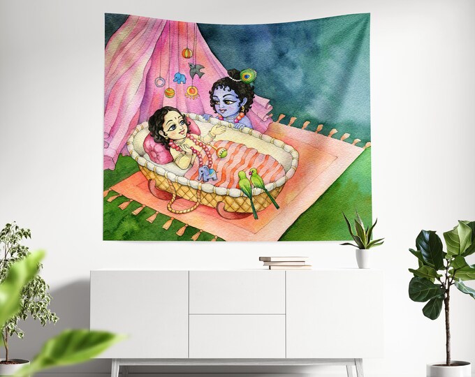 Baby Krishna and Radha Wall Tapestries Krishna Tapestry Etsy