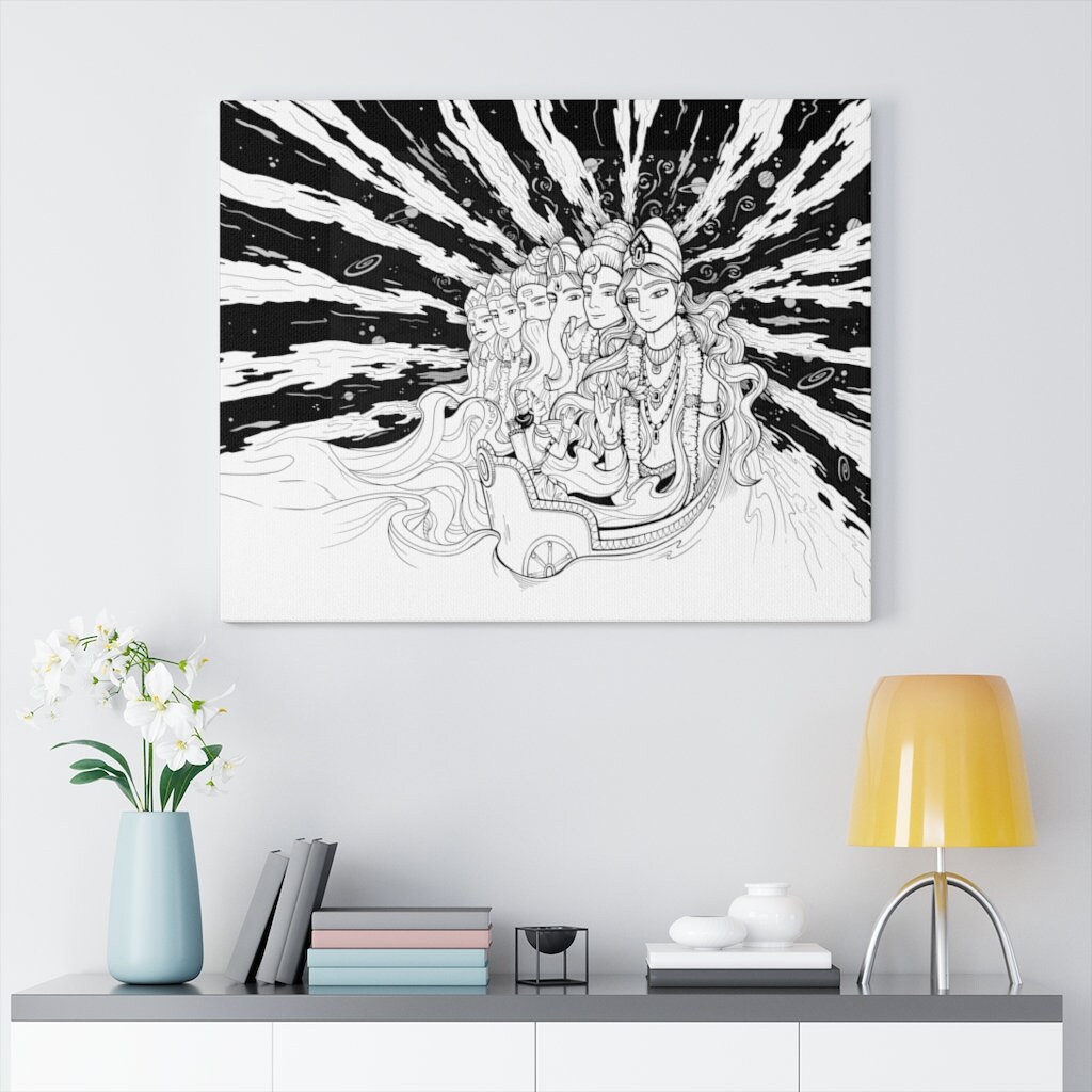 Krishna and Arjuna Wall Art the Bhagavad Gita Canvas Wall - Etsy