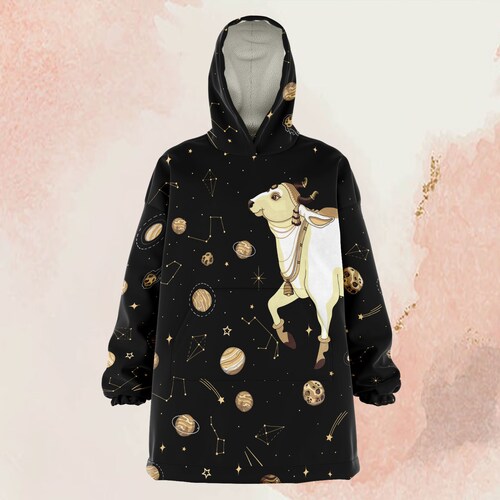 Surabhi the space cow high quality snug oversized hoodie blanket - Rasika Designs