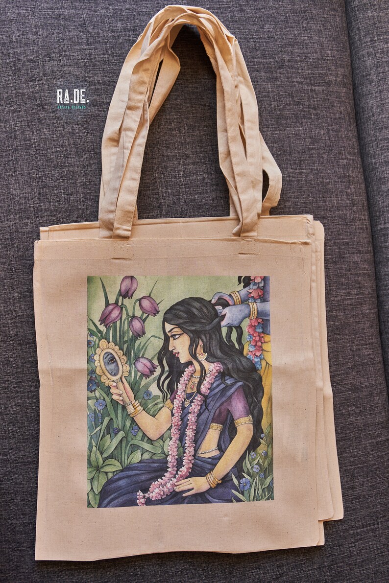 Radha Krishna Art Tote Bag Hare Krishna Accessories Rasika Etsy