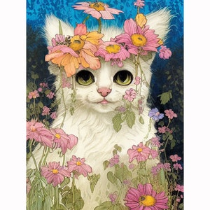 5D DIY Full Drill Square Round Diamond Painting Kit Fantasy,Animal Cute kitten Cat Diamond Embroidery Wall Painting Home Decor