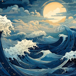 Kit de peinture au diamant Fantasy Waves : décoration d&#39;intérieur DIY