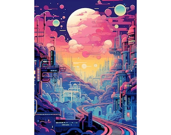 Fantasy City Diamond Painting Kit: Sci-Fi DIY Home Decor