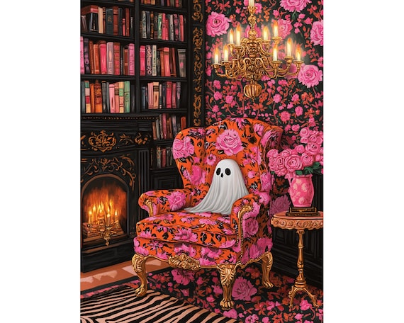 Halloween Ghost Diamond Painting Kit: Floral Fantasy Home Decor - Etsy