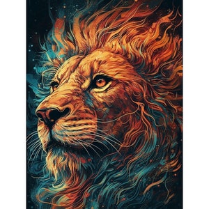 Lion Diamond Painting Kit: Square/Round Drill Embroidery, Home Decor
