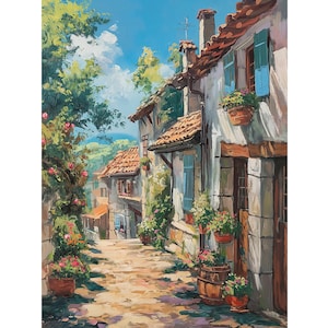 Kit de broderie diamant DIY : décoration d&#39;intérieur de broderie de village fantastique