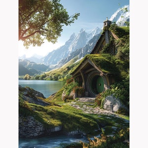 5D DIY Full Drill Square Round Diamond Painting Kit Fantasy,Cabin Diamond Embroidery Home Decor