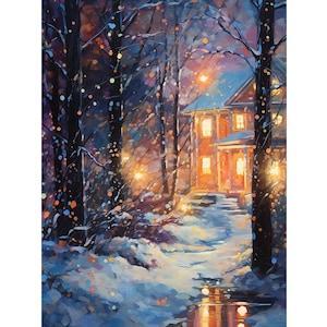 Kit de peinture diamant Snowy Night : décoration d&#39;intérieur DIY