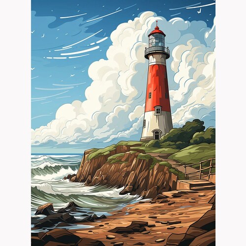 Lighthouse Diamond Painting Kit: DIY 5D Embroidery Home Decor