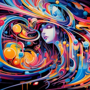 5D DIY Full Drill Square Round Diamond Painting Kit Fantasy,Abstract Woman Diamond Embroidery Home Decor