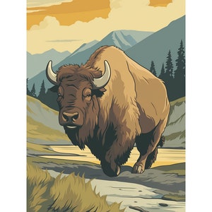 Bison Diamond Painting Kit: DIY Animal Embroidery Home Decor