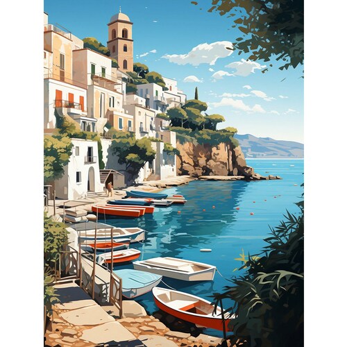 Seaside Town Diamond Painting Kit: Full Drill Embroidery DIY Home Decor