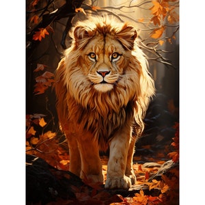 Lion Diamond Painting Kit: Full Drill Square/Round, Fantasy Animal Embroidery