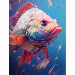 5D DIY Full Drill Square Round Diamond Painting Kit Fantasy,Animal Fish Diamond Embroidery Wall Painting Home Decor