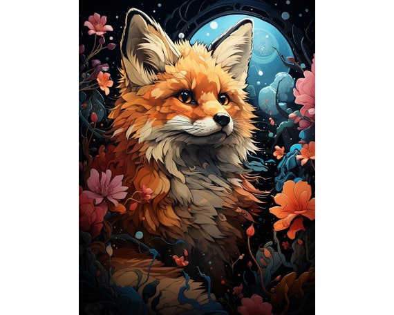 Fox Diamond Painting Kits for Adults, Animal DIY Diamond Art Kits Full fox