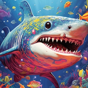 Shark Diamond Painting Kit: Full Drill DIY Embroidery, Home Decor