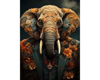 Elephant Diamond Painting Kit, 5D DIY Full Drill Rhinestone