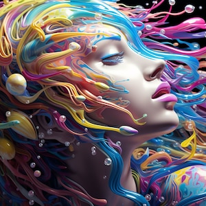 5D DIY Full Drill Square Round Diamond Painting Kit Fantasy,Abstract Woman Diamond Embroidery Home Decor