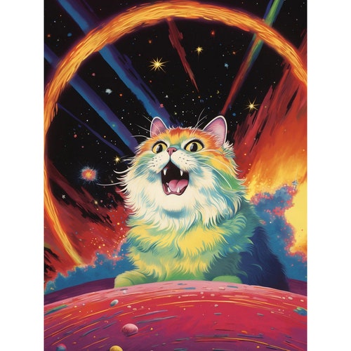 Kit de pintura de diamantes de gato de fantasía: decoración del hogar DIY