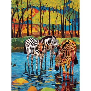 Zebra Diamond Painting Kit: Full Drill DIY Embroidery, Home Decor