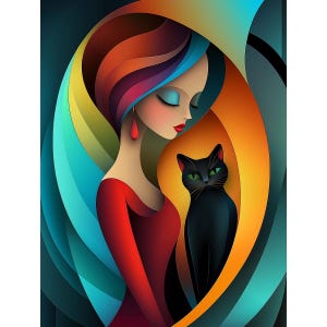 5D DIY Full Drill Square Round Diamond Painting Kit Fantasy, Cat Diamond Embroidery Wall Painting Home Decor