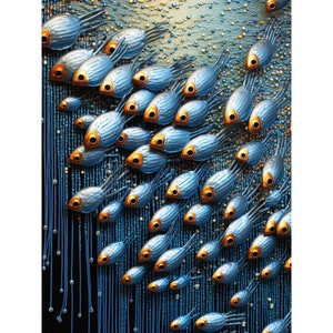 5D DIY Full Drill Square Round Diamond Painting Kit Fantasy,Animal Fish Diamond Embroidery Wall Painting Home Decor