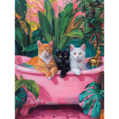 Kit de pintura de diamantes de gato de fantasía: decoración del hogar DIY