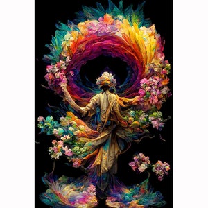 5D DIY Full Drill Square Round Diamond Painting Kit Fantasy,God of Psychedelics Diamond Embroidery Wall Painting Home Decor