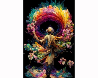 Psychedelic God Diamond Painting Kit: Full Drill DIY Embroidery