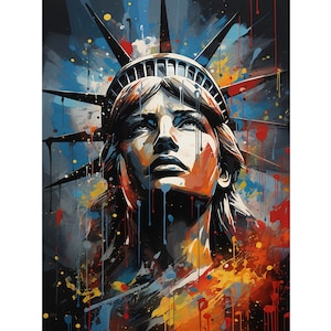 5D DIY Full Drill Square Round Diamond Painting Kit Fantasy, Statue of Liberty Diamond Embroidery Wall Painting Home Decor