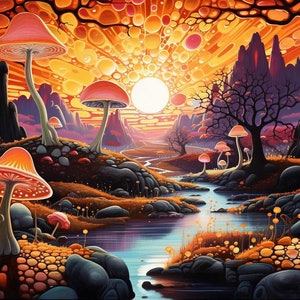 5D DIY Full Diamond Painting Dream Crystal Mushroom Forest Diamond  Embroidery Cross stitch Living Room Bedroom Wall Art