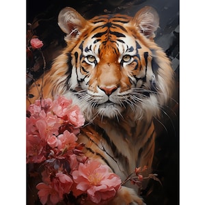Kit de pintura de diamante redondo cuadrado de taladro completo DIY 5D fantasía, bordado de diamantes de tigre Animal pintura de pared decoración del hogar
