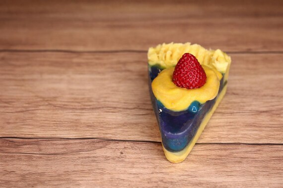Handmade Pie Soap Slice: Blueberry & Apple w/ Goat Milk Strawberry