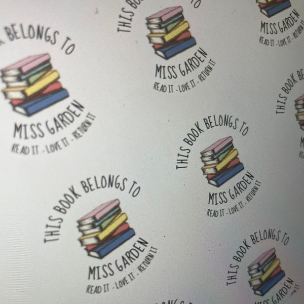 Books Stacked Stickers - Teacher Stickers - Personalised Stickers - This book belongs to Stickers - From the library of stickers - NQT