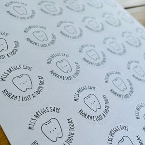 Lost Tooth Stickers - Teacher Stickers - Reward Stickers - Personalised Stickers - Teacher Gifts - Teacher Stationery - NQT - Stickers- ECT