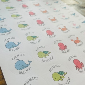Sea Creatures Stickers - Teacher Stickers - Reward Stickers - Personalised Stickers - Teacher Gifts - Teacher Stationery