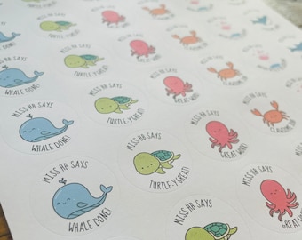 Sea Creatures Stickers - Teacher Stickers - Reward Stickers - Personalised Stickers - Teacher Gifts - Teacher Stationery