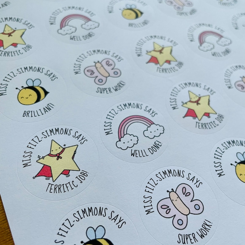 Well Done Stickers, Teacher Stickers, Reward Stickers, Personalised Stickers, Teacher Gifts, Teacher Stationery, Pun Stickers