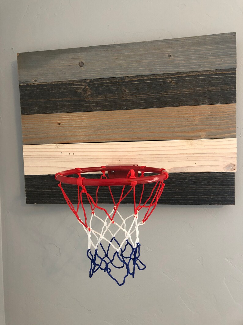 Reclaimed Wood Basketball Hoop With Small Plastic Basketball Etsy