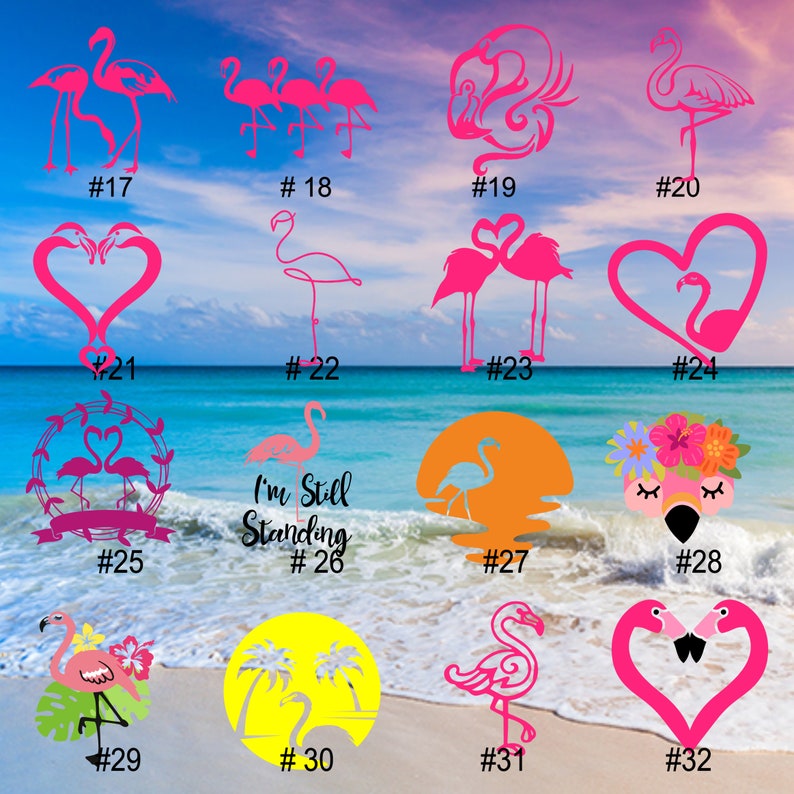 tumbler laptop vinyl decal perfect for car window locker door or just about any flat and shiny surface. FLAMINGOS #17-32