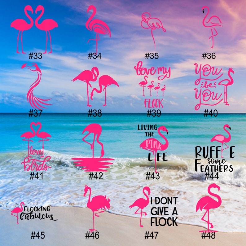 tumbler laptop vinyl decal perfect for car window locker door or just about any flat and shiny surface. FLAMINGOS #17-32