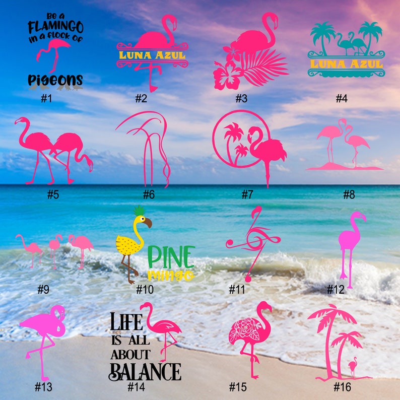 tumbler laptop vinyl decal perfect for car window locker door or just about any flat and shiny surface. FLAMINGOS #17-32