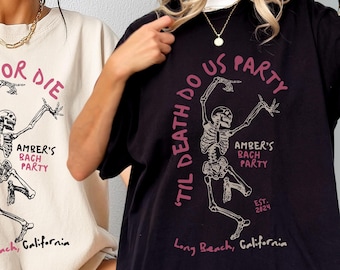 Bride Or Die Shirts, 'Til Death Do Us Party, Funny Halloween Bachelorette Party Shirts, Spooky Bridesmaid Gifts, Skeleton Bride Team T-Shirt