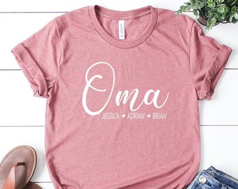 Oma Bear Shirt With Grandkids Names Personalized Oma Gift Oma Shirt 