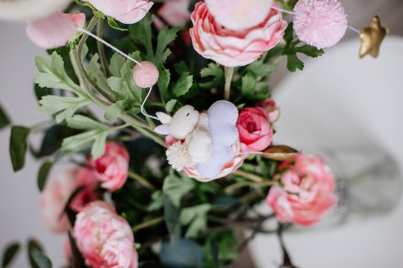 Bunny Mobile Bunny Decor Baby Girl Mobile Bunny Stars Etsy