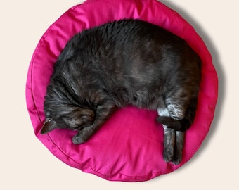 Fluffy Organic Cat Bed Pillow: Round Kapok Filled