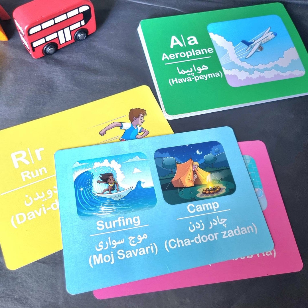 Alphabet Farsi Bilingual Flash Cards /english Farsi Iranian / Persian
